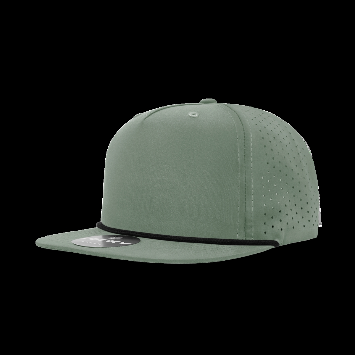 6226-7LODBLK 5 Panel High Profile Relaxed Perforated Performance Rope Hat, Loden & Black - One Size Fits Most