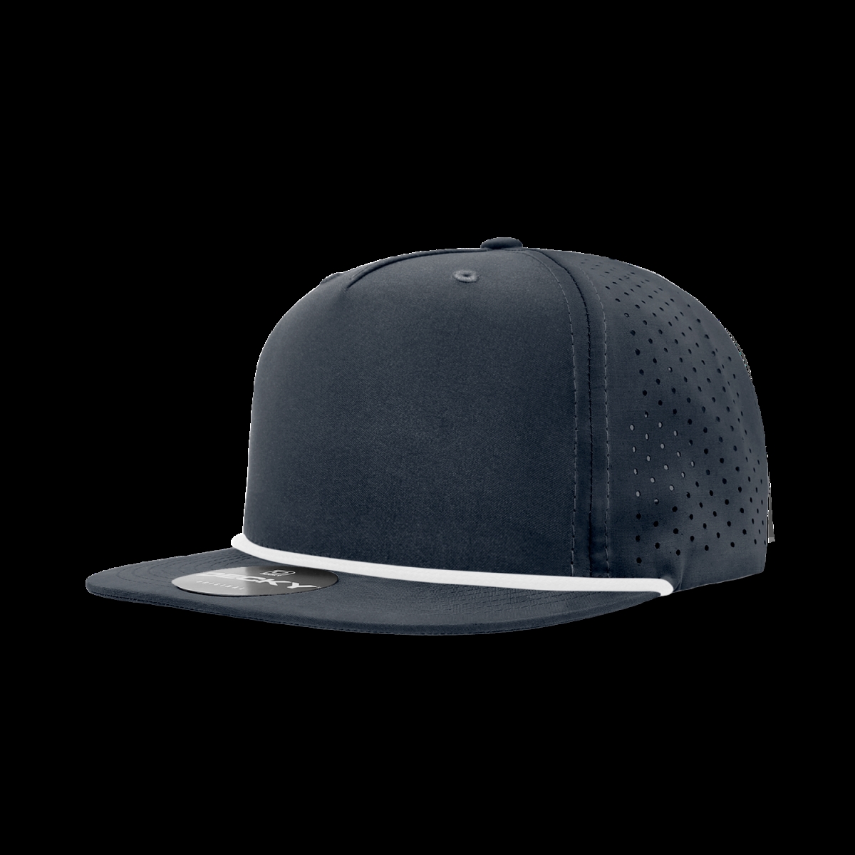 6226-7NVYWHT 5 Panel High Profile Relaxed Perforated Performance Rope Hat, Navy & White - One Size Fits Most