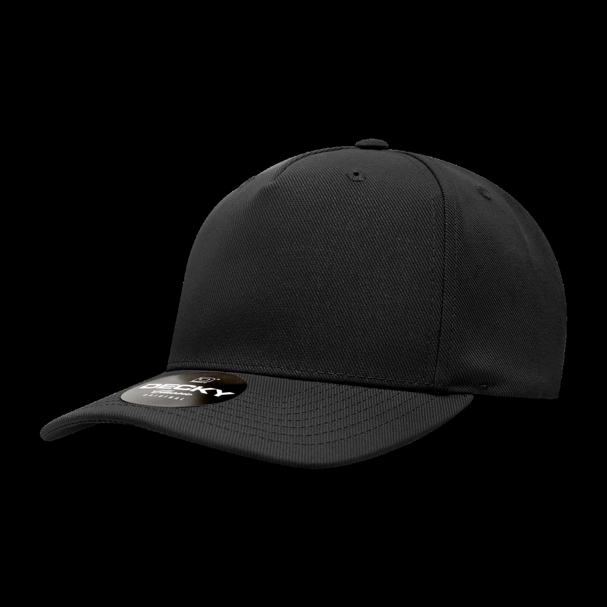 6038-1BLK 5 Panel Mid Profile Structured Polyester Cap, Black