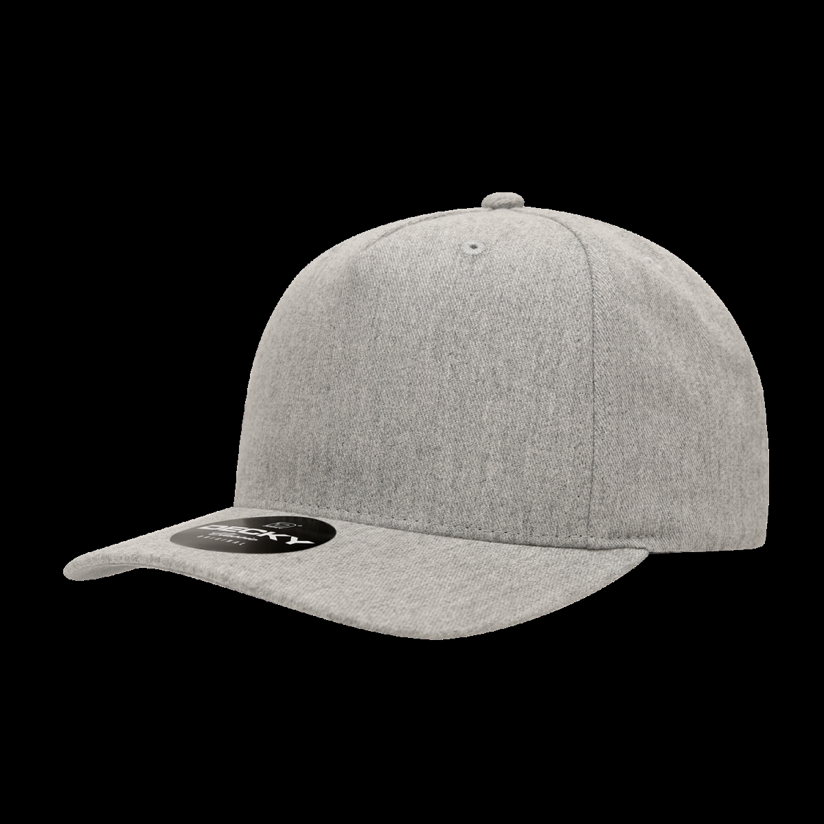 6038-1HGY 5 Panel Mid Profile Structured Polyester Cap, Heather Grey