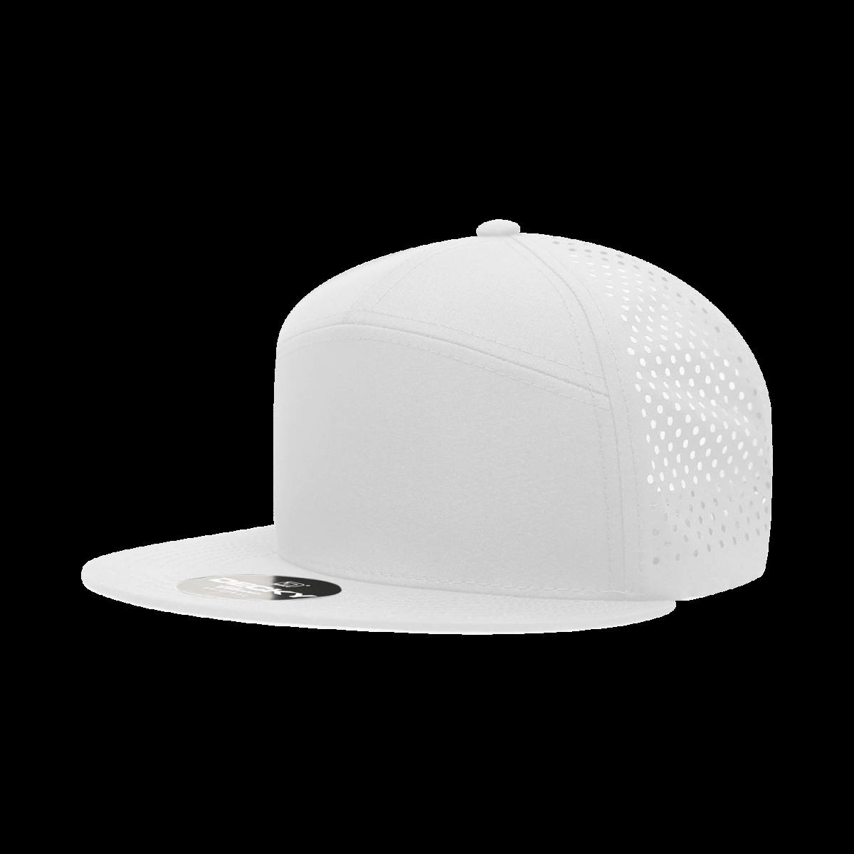 6230-1WHT 7 Panel High Profile Structured Perforated Performance Cap, White - One Size Fits Most
