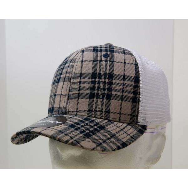 6017-241 6 Panel Mid Profile Structured Plaid Trucker Hat, 241-White - One Size Fits Most