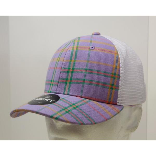 6017-245 6 Panel Mid Profile Structured Plaid Trucker Hat, 245-White - One Size Fits Most