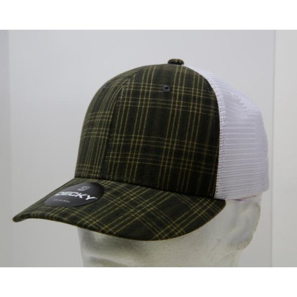 6017-248 6 Panel Mid Profile Structured Plaid Trucker Hat, 248-White - One Size Fits Most