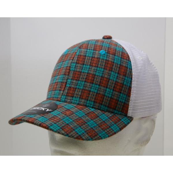 6017-250 6 Panel Mid Profile Structured Plaid Trucker Hat, 250-White - One Size Fits Most