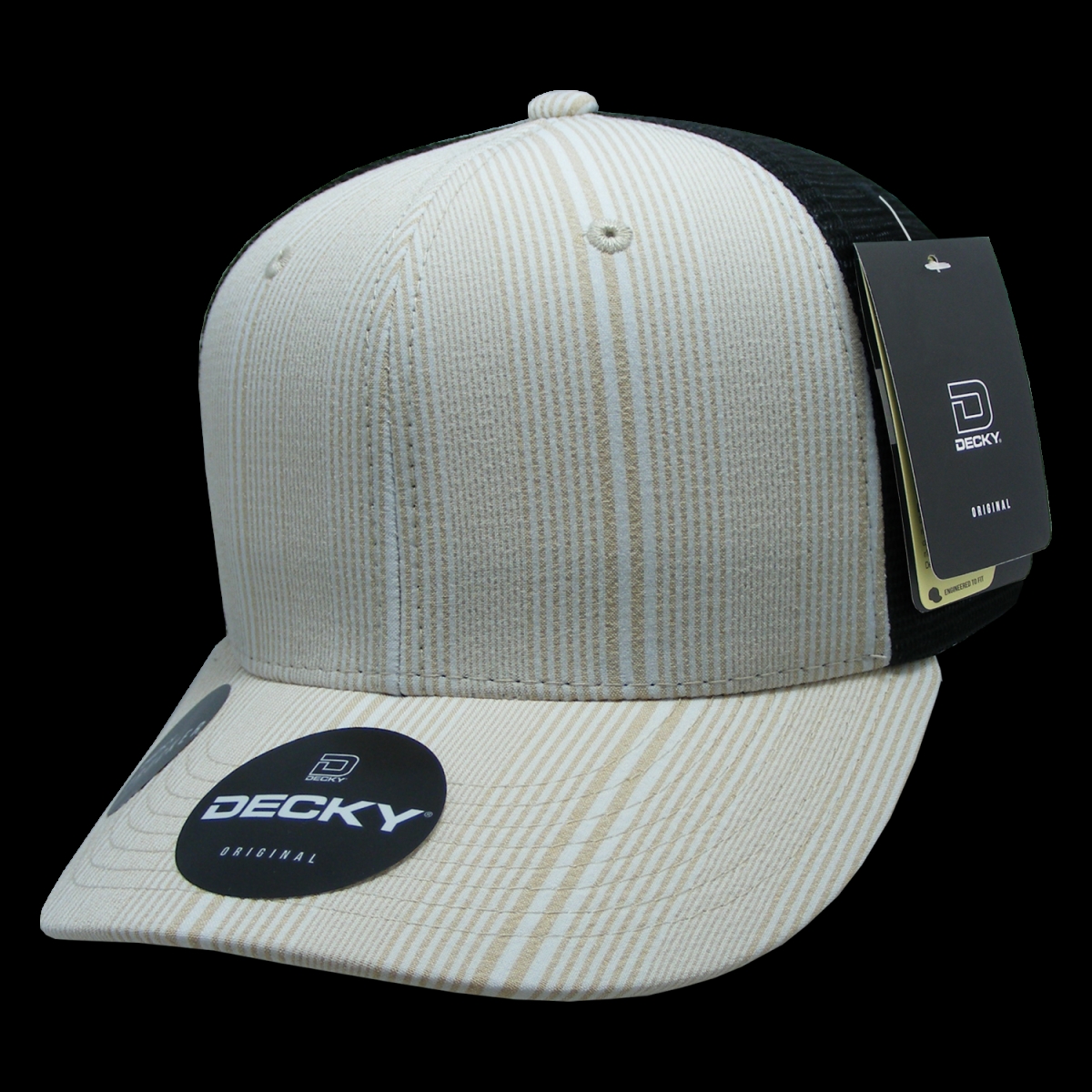 6018-142 6 Panel Mid Profile Structured Plaid Trucker Hat, 142-Black - One Size Fits Most
