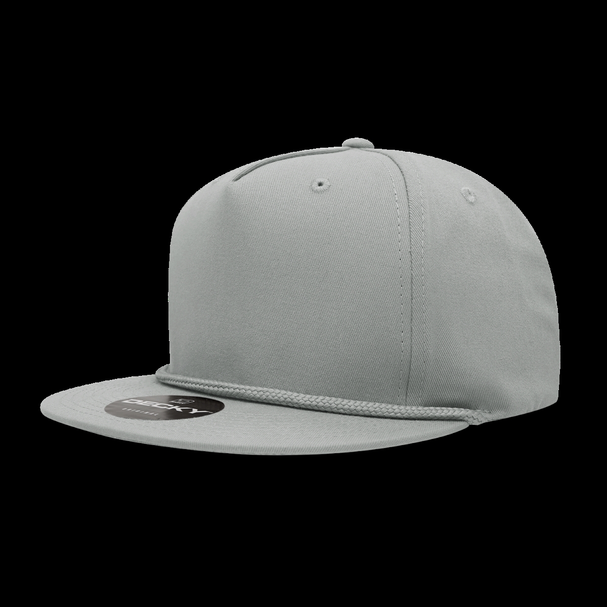 1041-GRY 5 Panel High Profile Structured Cotton Blend Rope Hat, Gray - One Size Fits Most