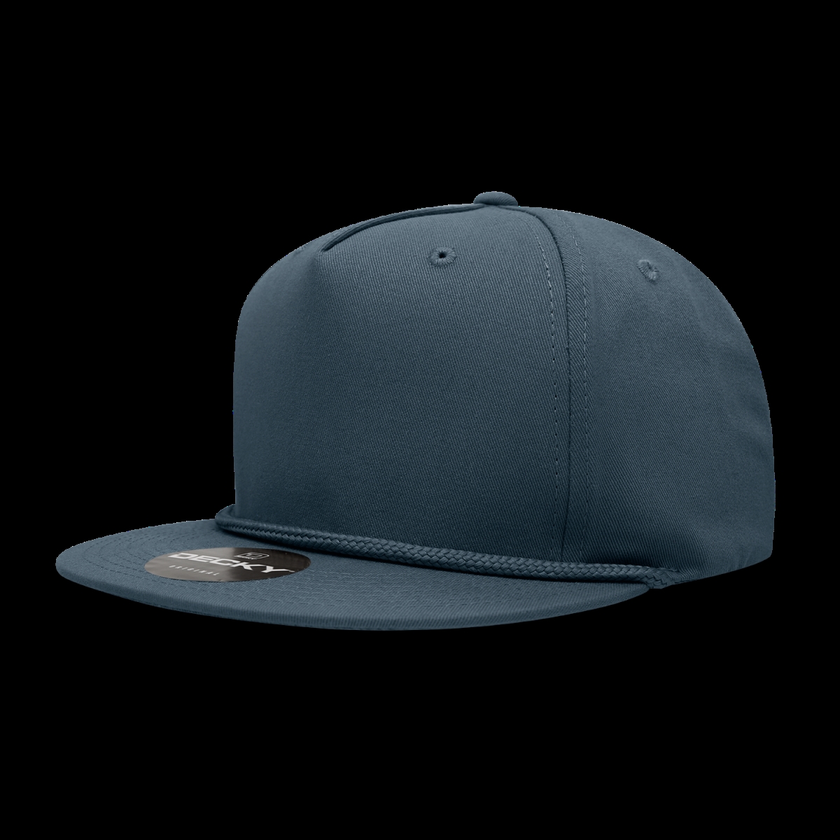 1041-NVY 5 Panel High Profile Structured Cotton Blend Rope Hat, Navy - One Size Fits Most