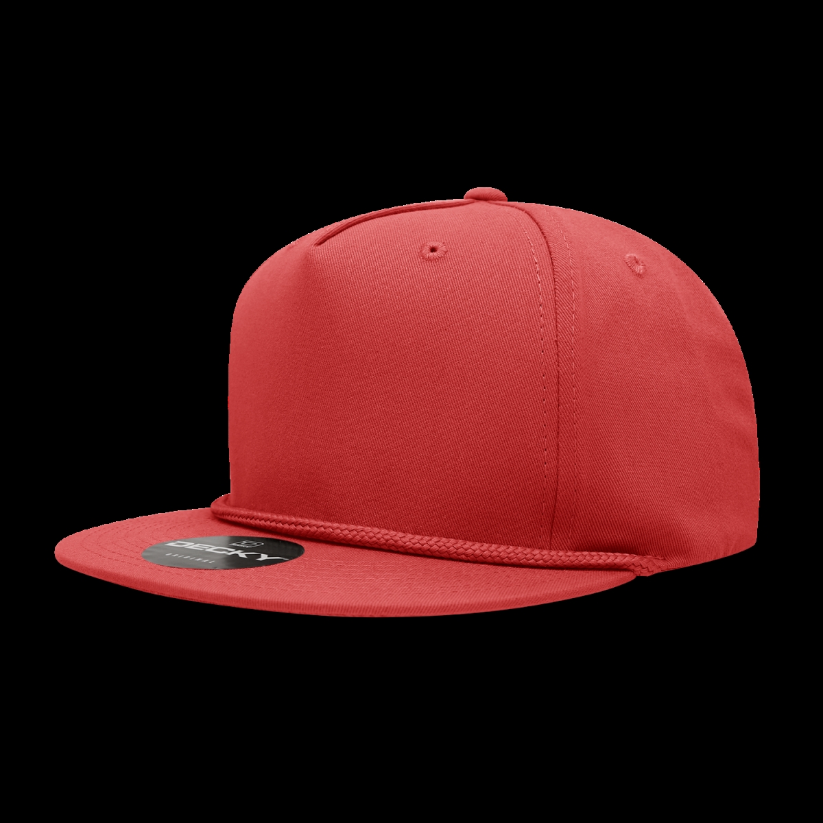 1041-RED 5 Panel High Profile Structured Cotton Blend Rope Hat, Red - One Size Fits Most
