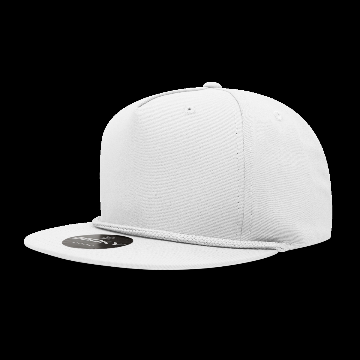 1041-WHT 5 Panel High Profile Structured Cotton Blend Rope Hat, White - One Size Fits Most