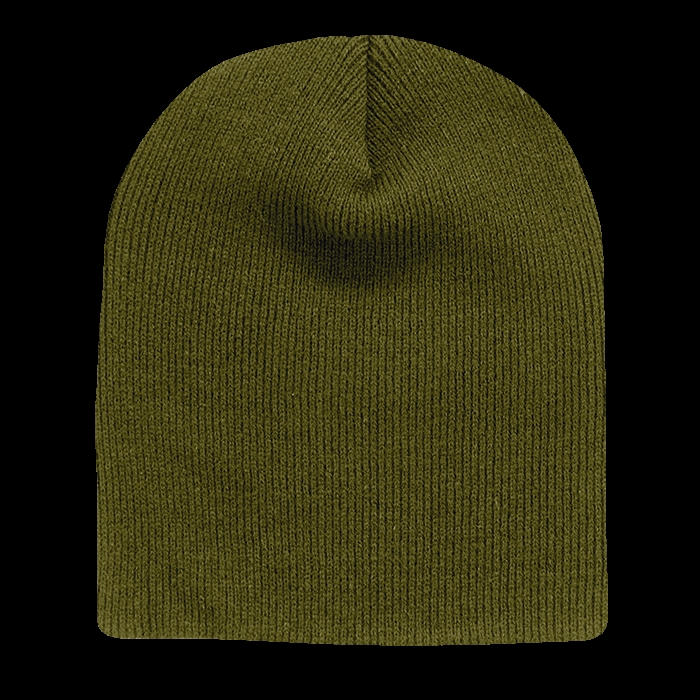 614-OLV Acrylic & Polyester Short Beanies Hat, Olive - One Size Fits Most