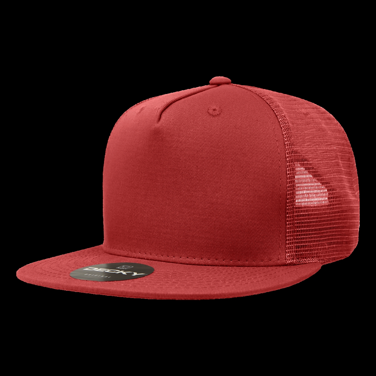 1040-1CAR 5 Panel High Profile Structured Cotton Blend Trucker Cap, Cardinal - One Size Fits Most