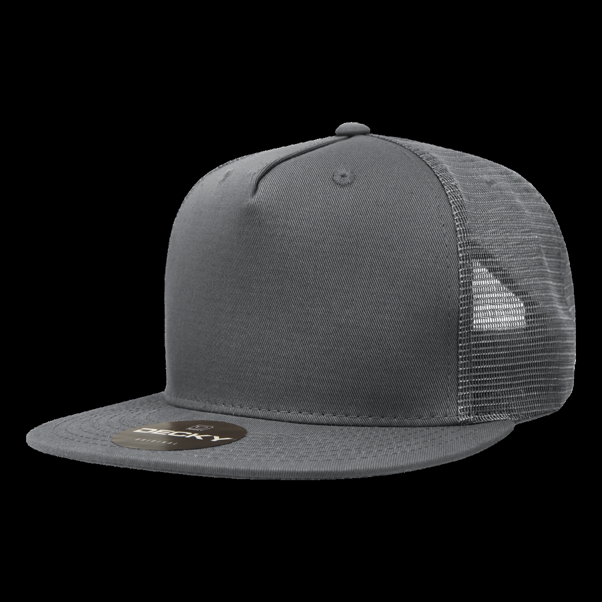 1040-1CHA 5 Panel High Profile Structured Cotton Blend Trucker Cap, Charcoal - One Size Fits Most