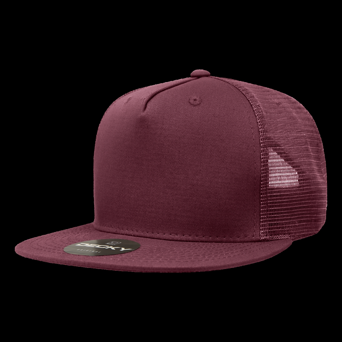 1040-1MAR 5 Panel High Profile Structured Cotton Blend Trucker Cap, Maroon - One Size Fits Most
