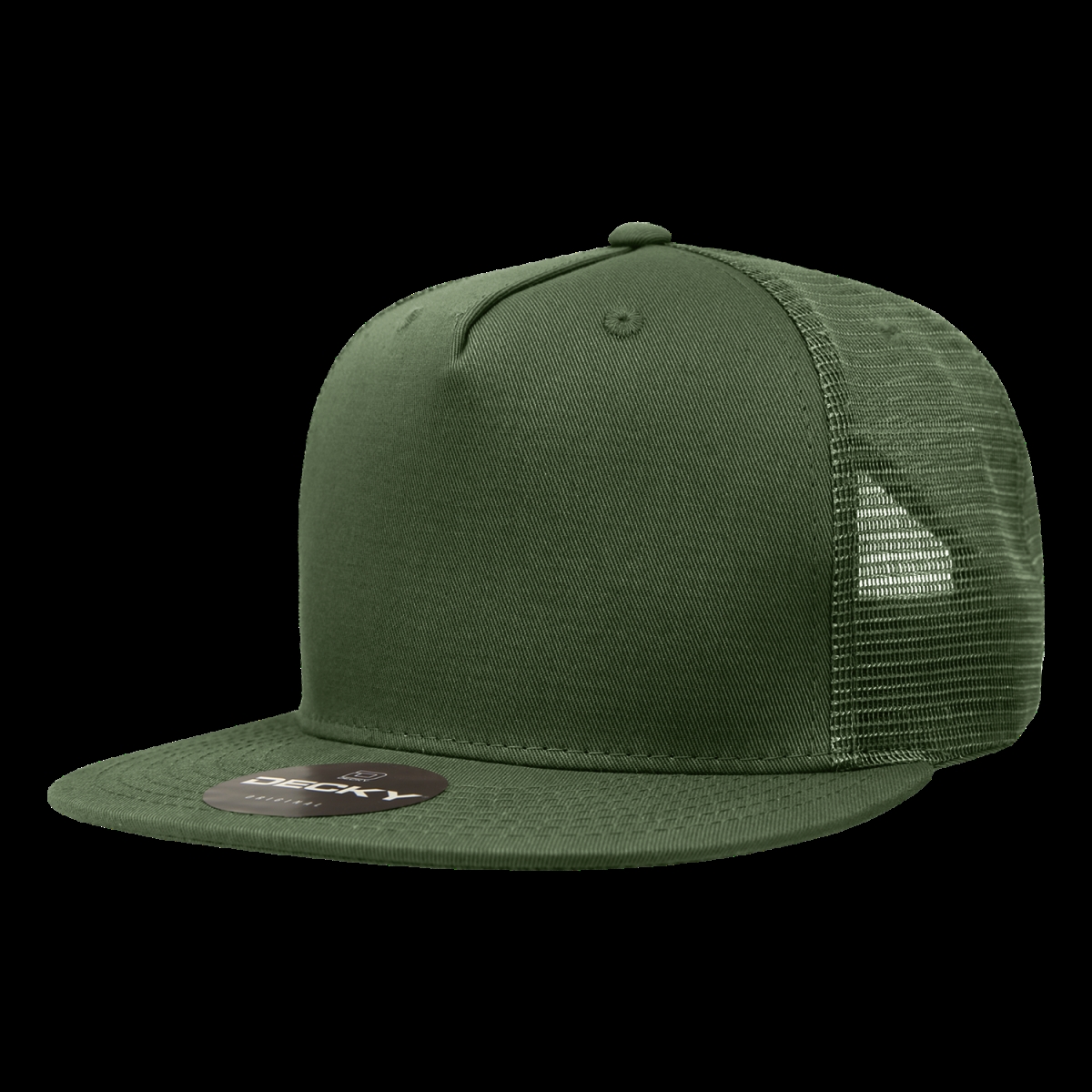 1040-1OLV 5 Panel High Profile Structured Cotton Blend Trucker Cap, Olive - One Size Fits Most