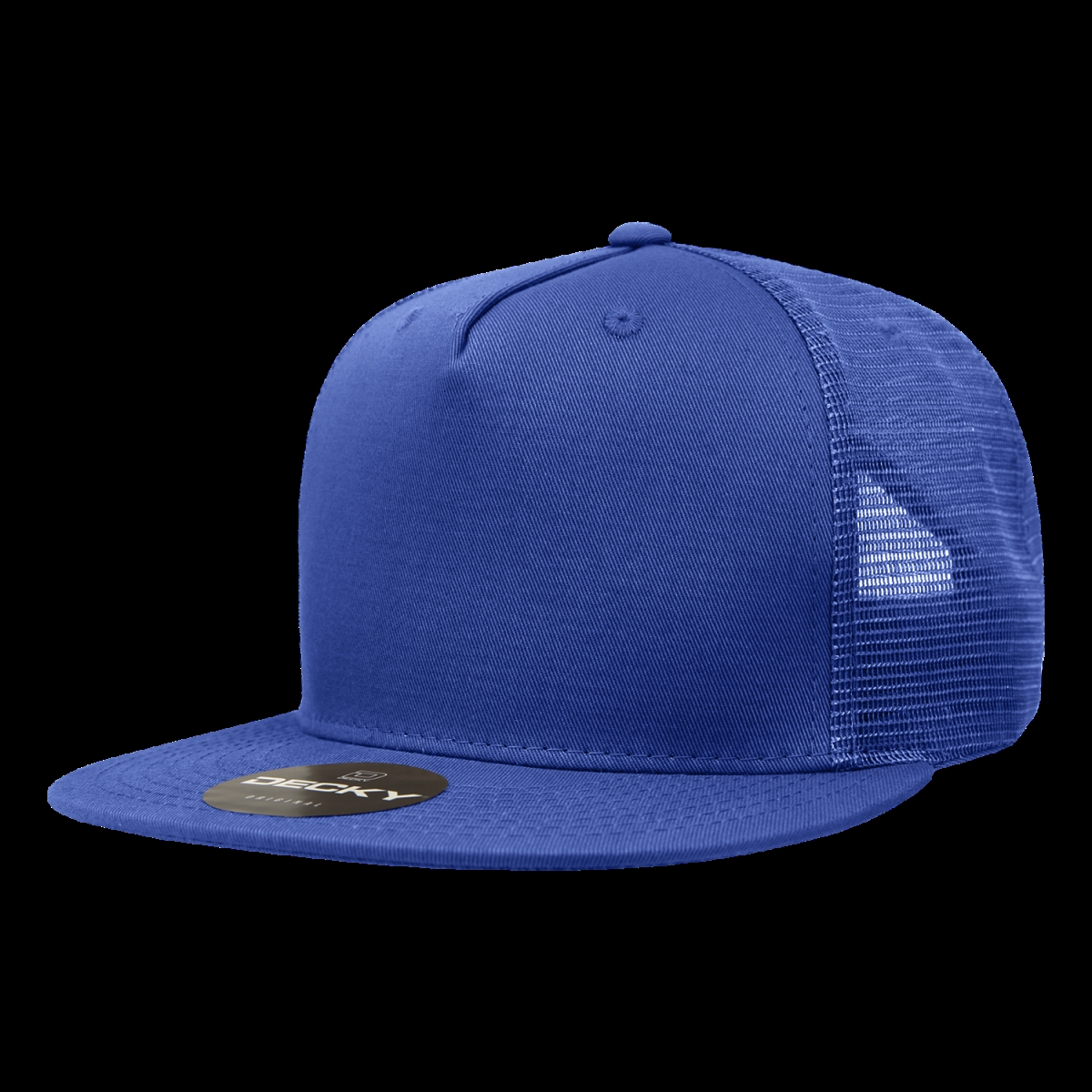 1040-1RYL 5 Panel High Profile Structured Cotton Blend Trucker Cap, Royal - One Size Fits Most
