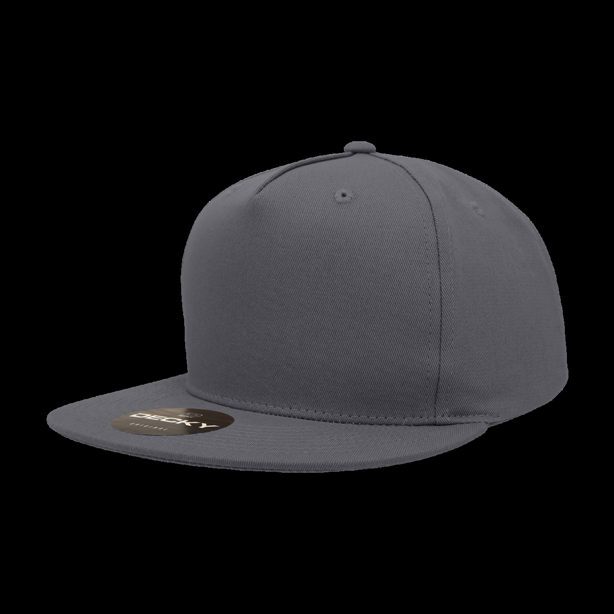 1064-1CHA 5 Panel High Profile Structured Cotton Blend Snapback Cap, Charcoal - One Size Fits Most