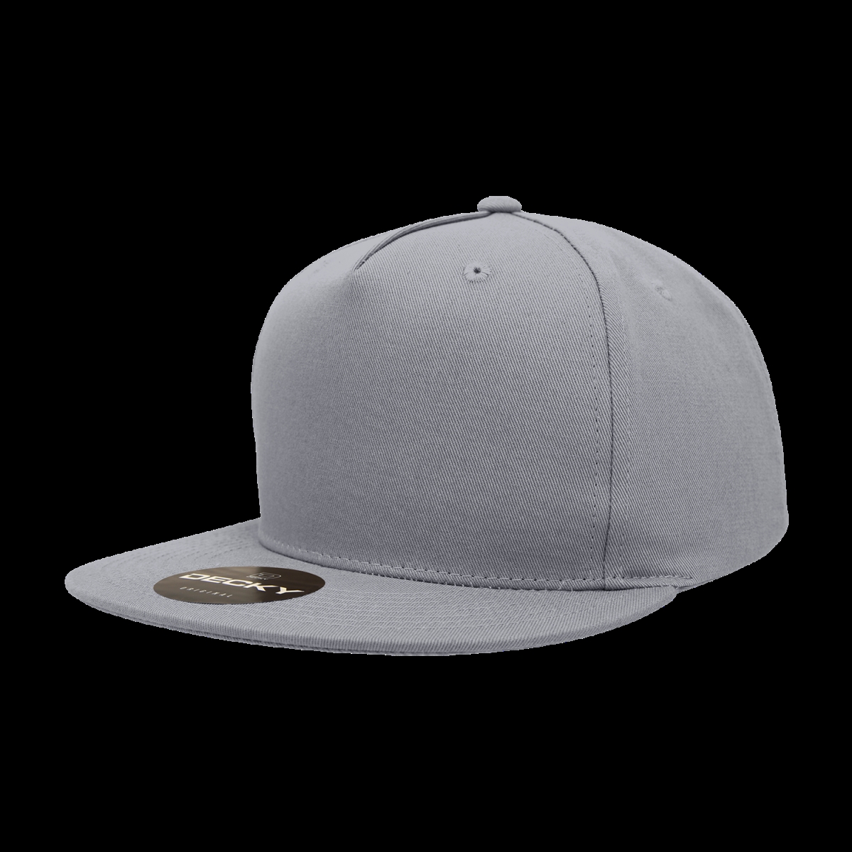 1064-1GRY 5 Panel High Profile Structured Cotton Blend Snapback Cap, Grey - One Size Fits Most