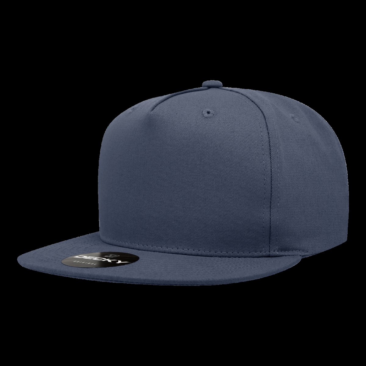 1064-1NVY 5 Panel High Profile Structured Cotton Blend Snapback Cap, Navy - One Size Fits Most