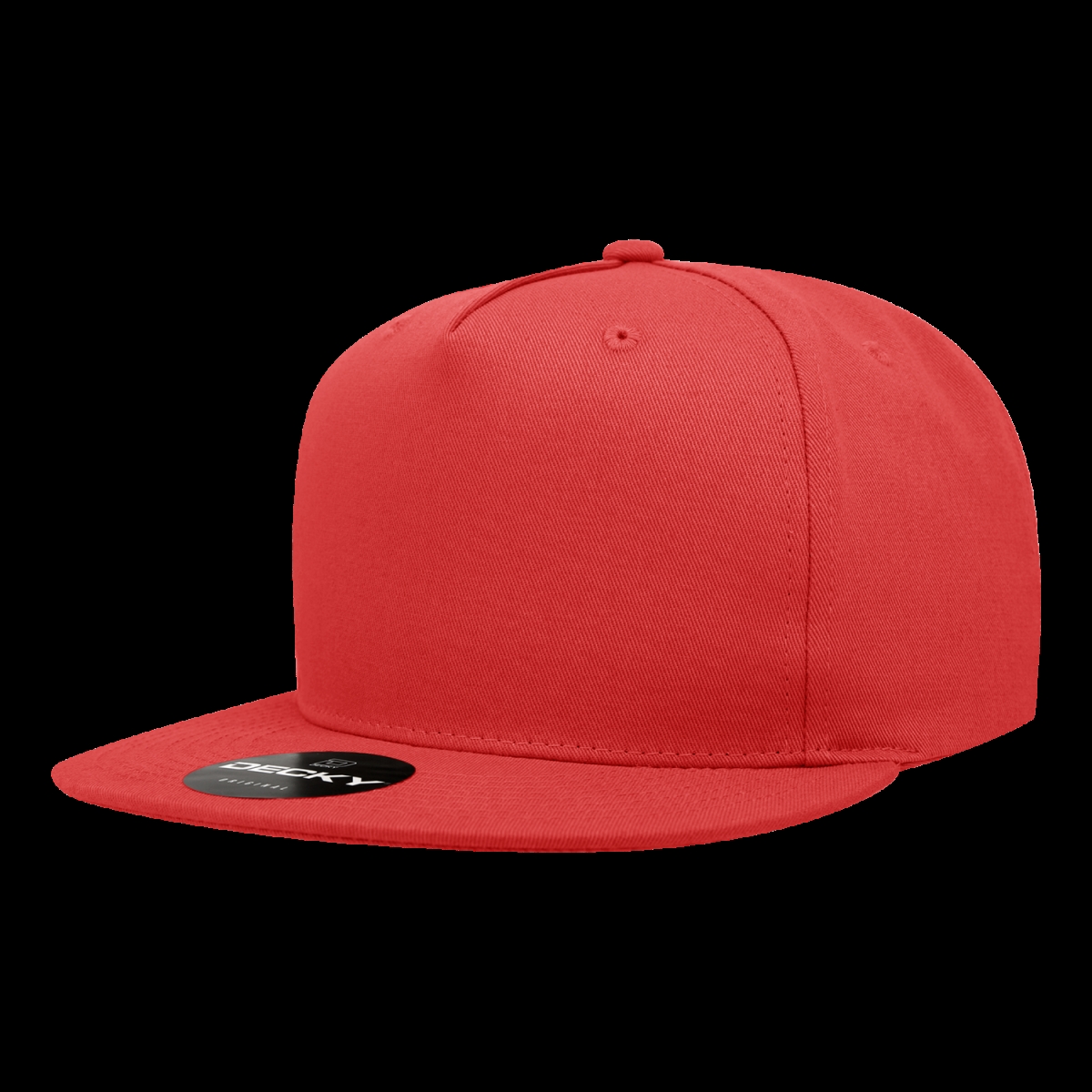 1064-1RED 5 Panel High Profile Structured Cotton Blend Snapback Cap, Red - One Size Fits Most