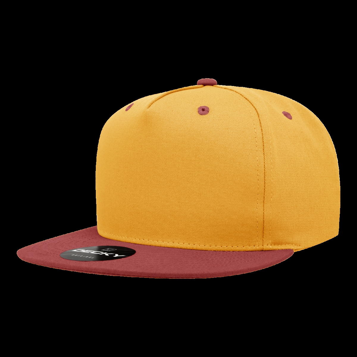 1064-2GLDCAR 5 Panel High Profile Structured Cotton Blend Snapback Cap, Gold & Cardinal - One Size Fits Most