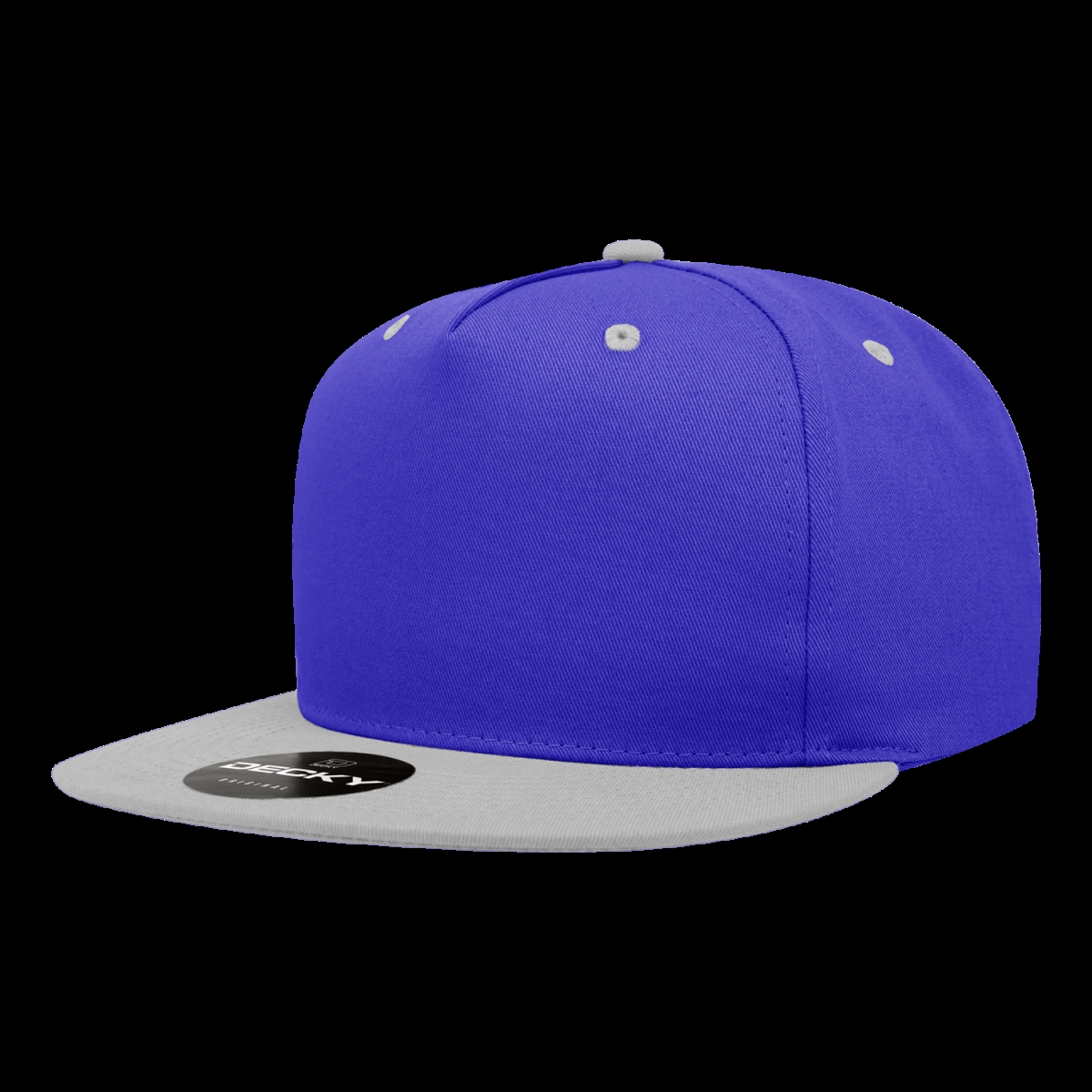 1064-2RYLWHT 5 Panel High Profile Structured Cotton Blend Snapback Cap, Royal & White - One Size Fits Most