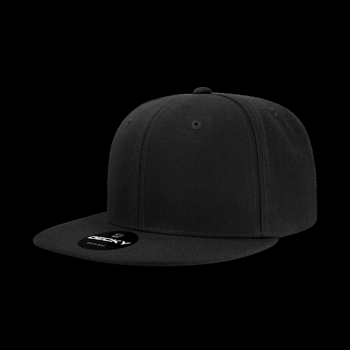 6020-1BLK 6 Panel High Profile Structured Acrylic & Polyester Snapback Cap, Black - One Size Fits Most