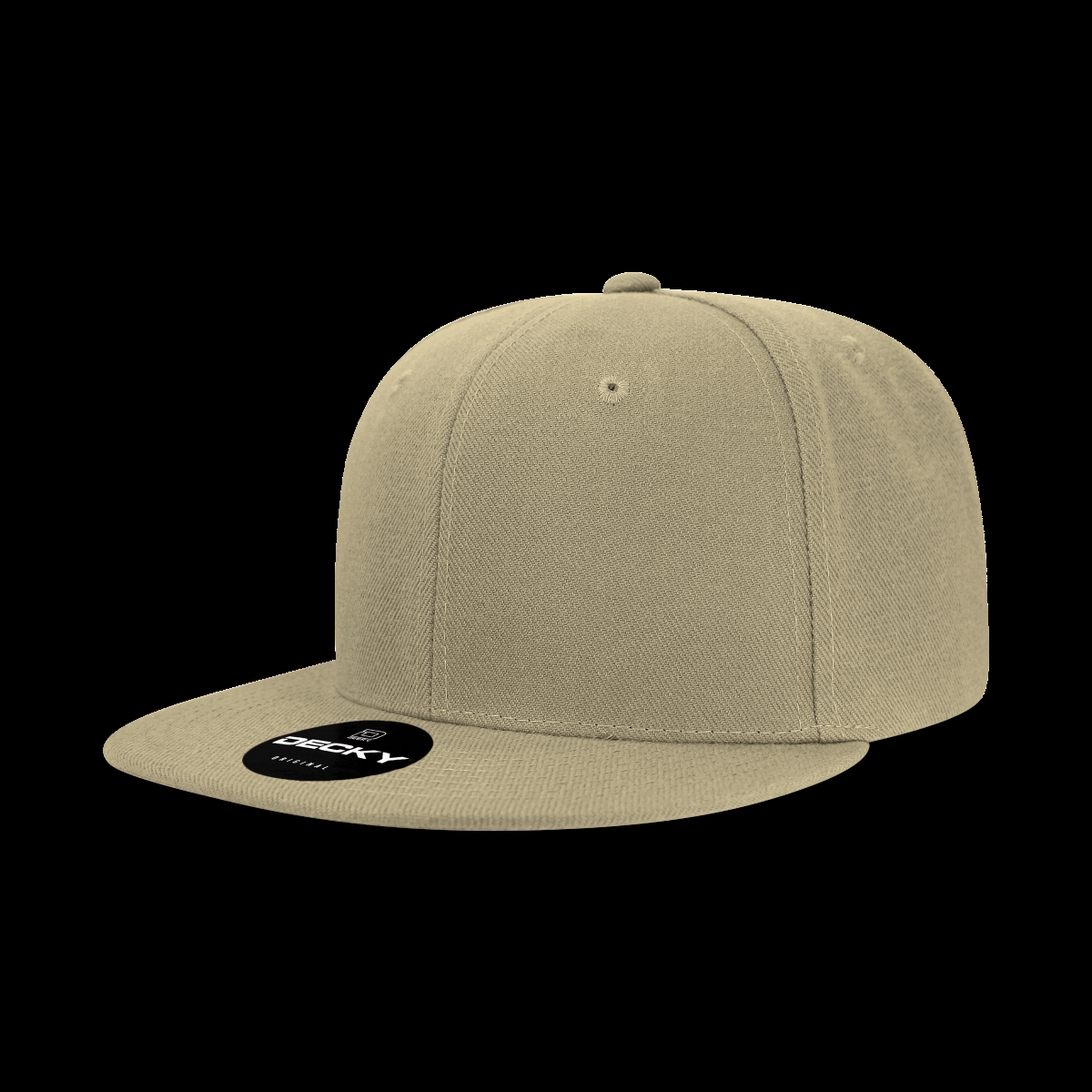 6020-1KHA 6 Panel High Profile Structured Acrylic & Polyester Snapback Cap, Khaki - One Size Fits Most