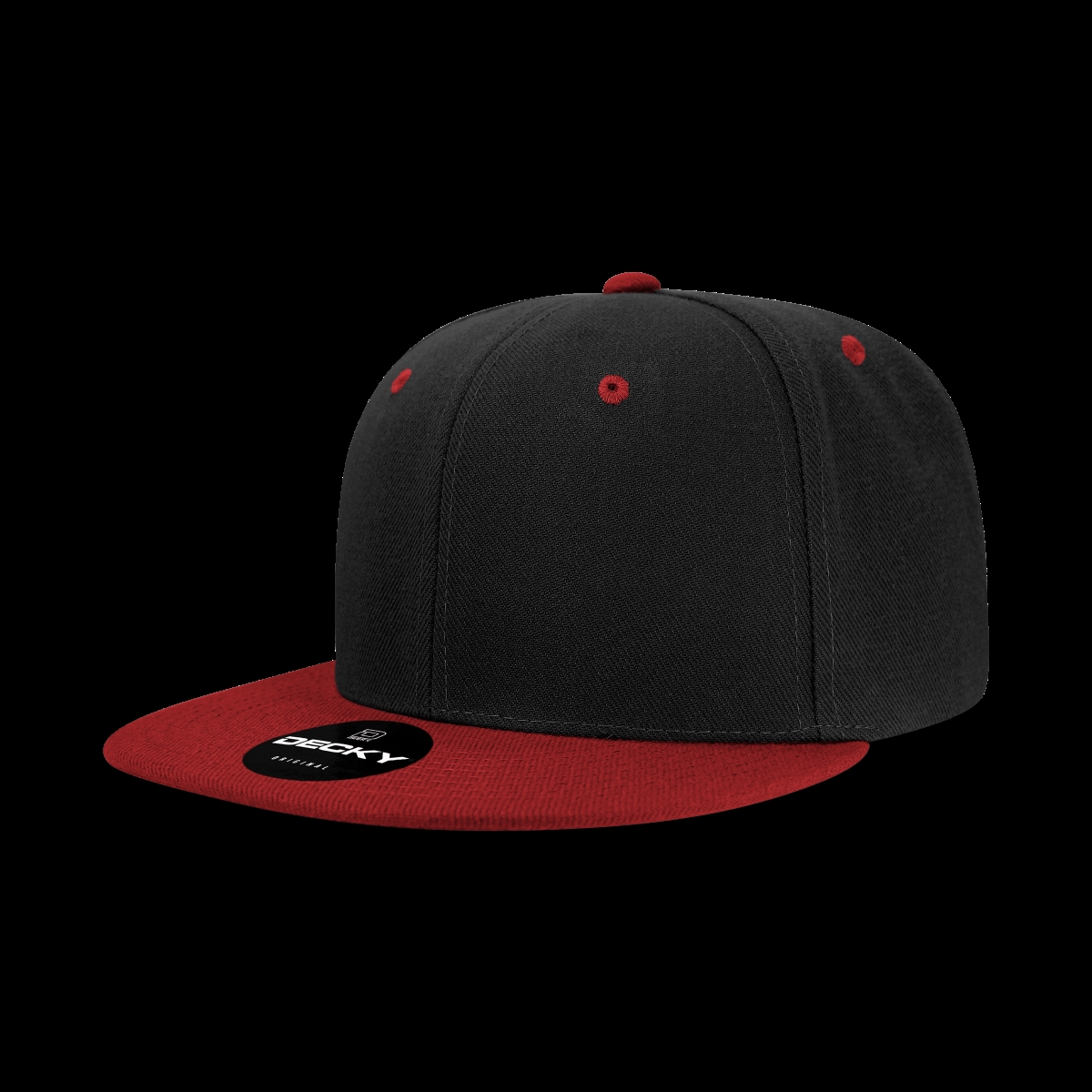 6020-2BLKCAR 6 Panel High Profile Structured Acrylic & Polyester Snapback Cap, Black & Cardinal - One Size Fits Most