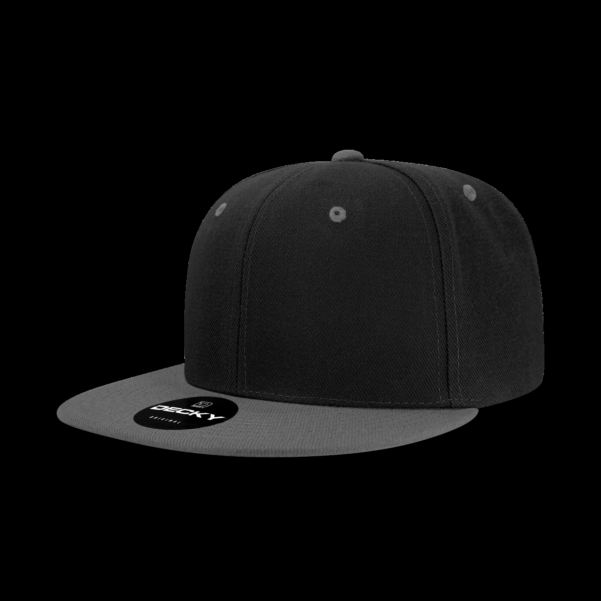 6020-2BLKCHA 6 Panel High Profile Structured Acrylic & Polyester Snapback Cap, Black & Charcoal - One Size Fits Most