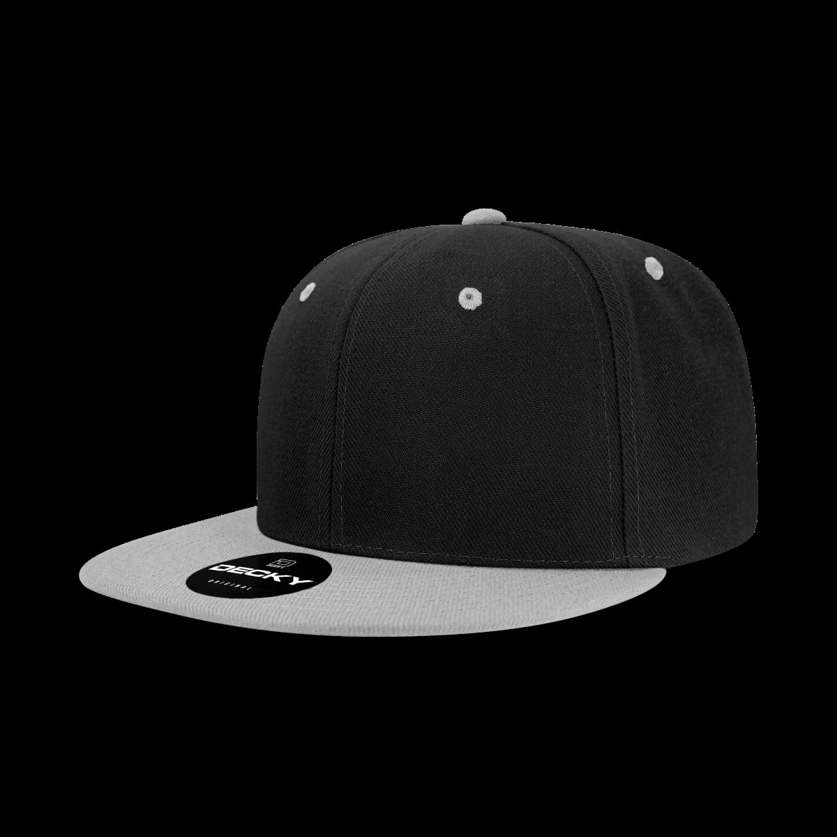 6020-2BLKGRY 6 Panel High Profile Structured Acrylic & Polyester Snapback Cap, Black & Grey - One Size Fits Most