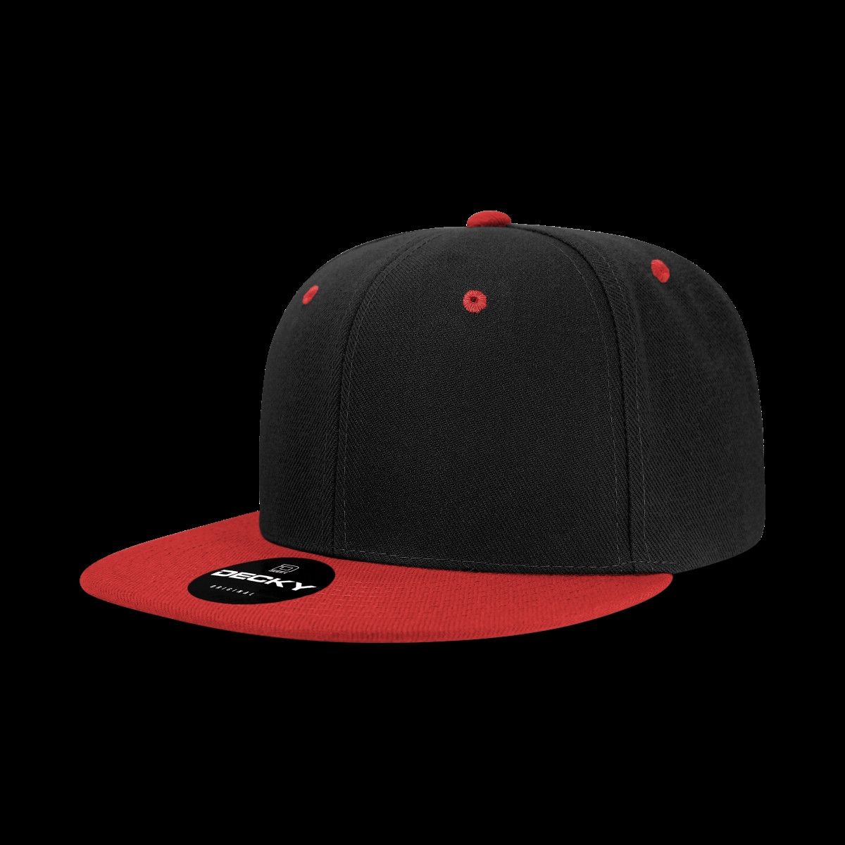 6020-2BLKRED 6 Panel High Profile Structured Acrylic & Polyester Snapback Cap, Black & Red - One Size Fits Most