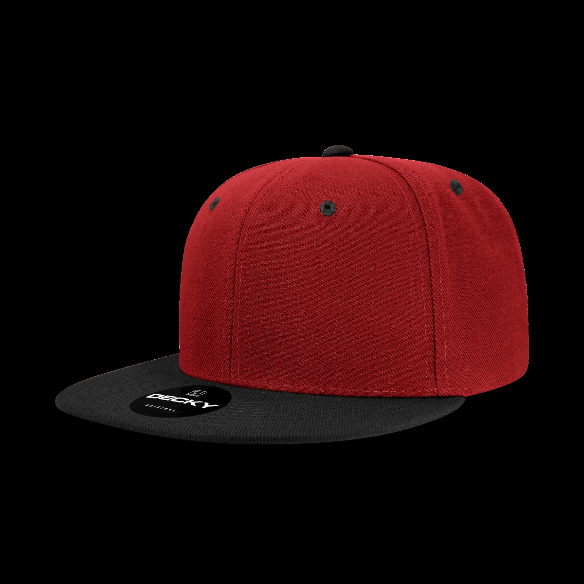6020-2CARBLK 6 Panel High Profile Structured Acrylic & Polyester Snapback Cap, Cardinal & Black - One Size Fits Most