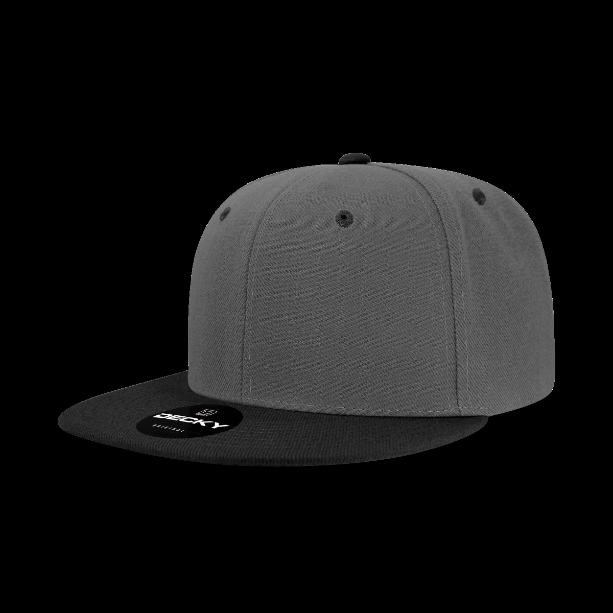 6020-2CHABLK 6 Panel High Profile Structured Acrylic & Polyester Snapback Cap, Charcoal & Black - One Size Fits Most