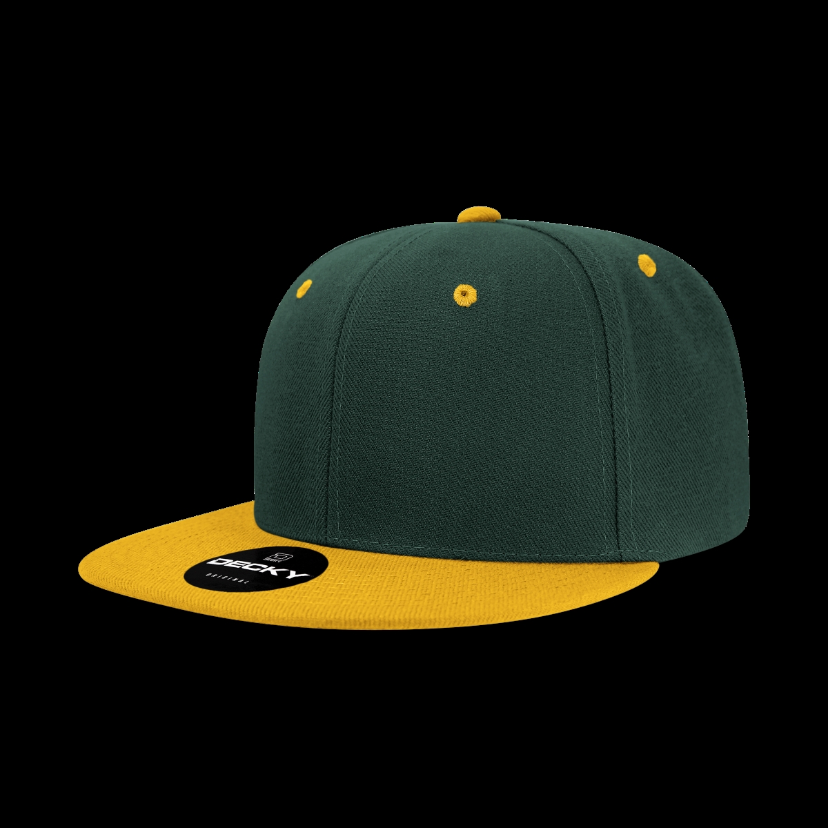 6020-2FORGLD 6 Panel High Profile Structured Acrylic & Polyester Snapback Cap, Forest & Gold - One Size Fits Most