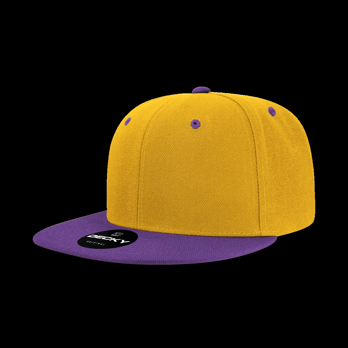 6020-2GLDPUR 6 Panel High Profile Structured Acrylic & Polyester Snapback Cap, Gold & Purple - One Size Fits Most