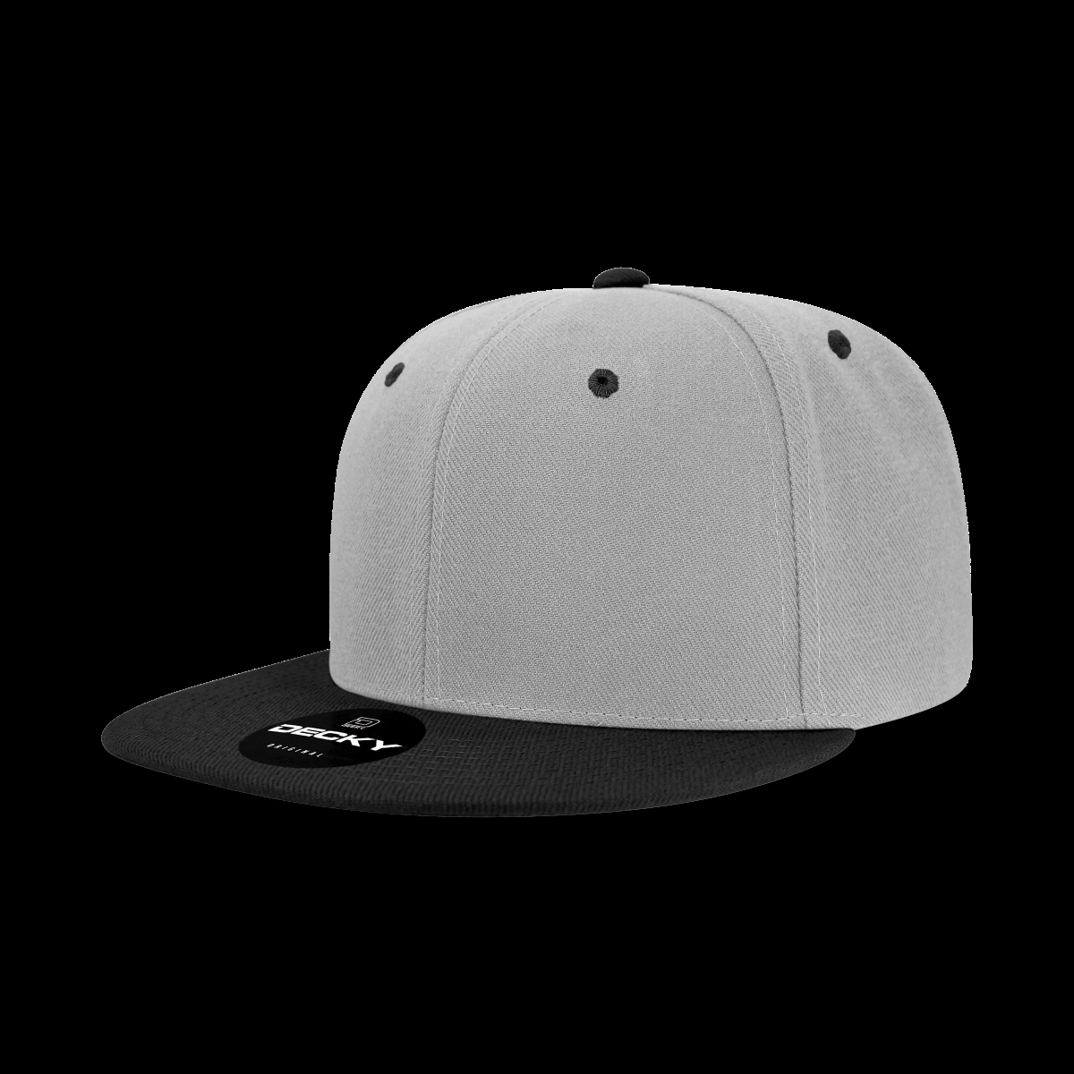 6020-2GRYBLK 6 Panel High Profile Structured Acrylic & Polyester Snapback Cap, Grey & Black - One Size Fits Most