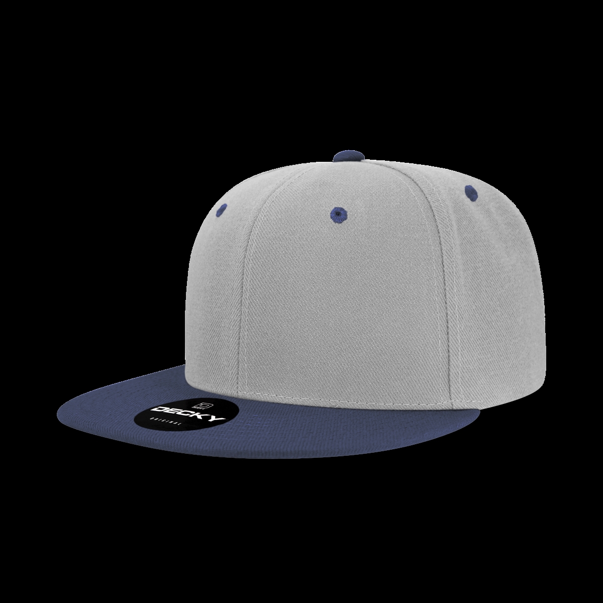 6020-2GRYNVY 6 Panel High Profile Structured Acrylic & Polyester Snapback Cap, Grey & Navy - One Size Fits Most