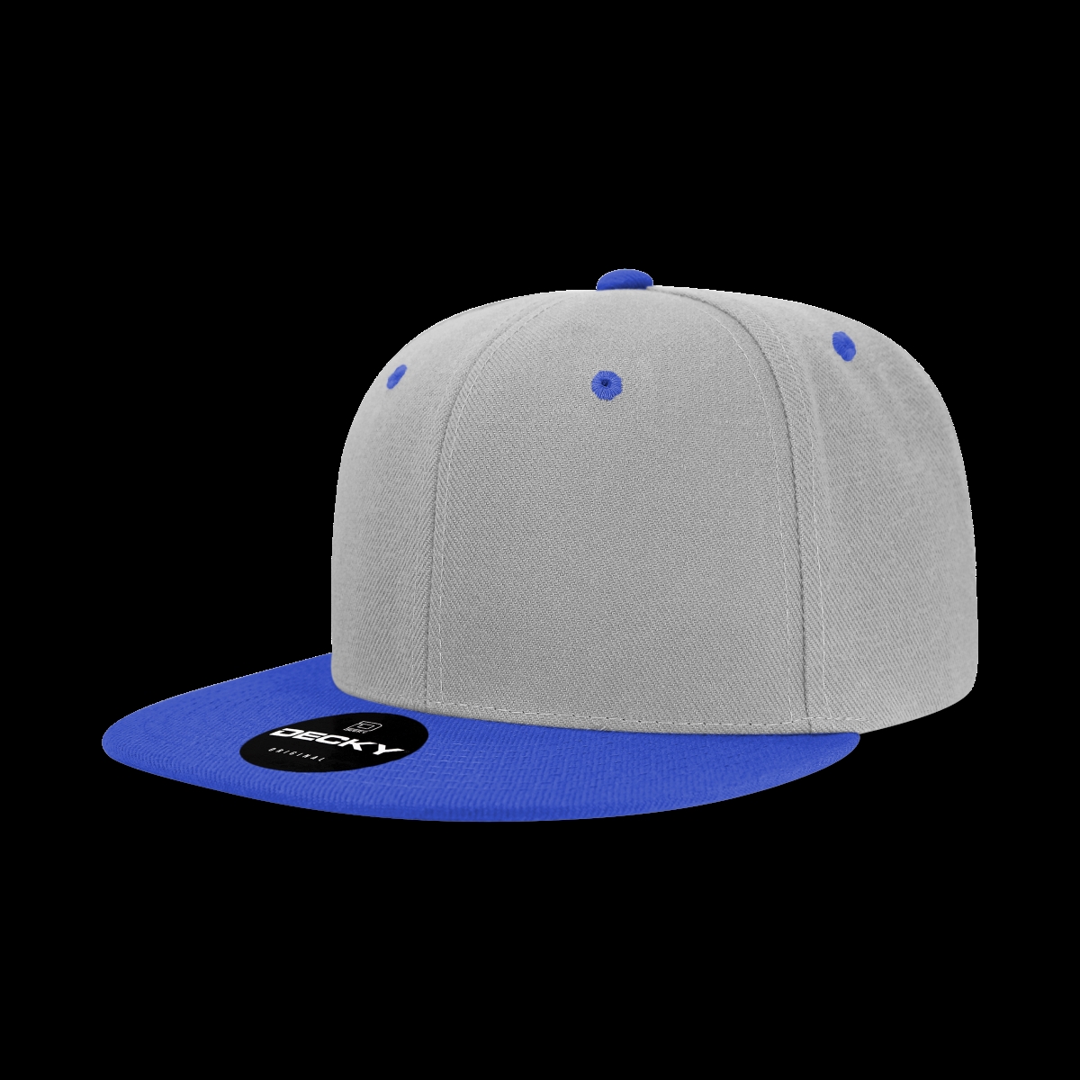 6020-2GRYRYL 6 Panel High Profile Structured Acrylic & Polyester Snapback Cap, Grey & Royal - One Size Fits Most