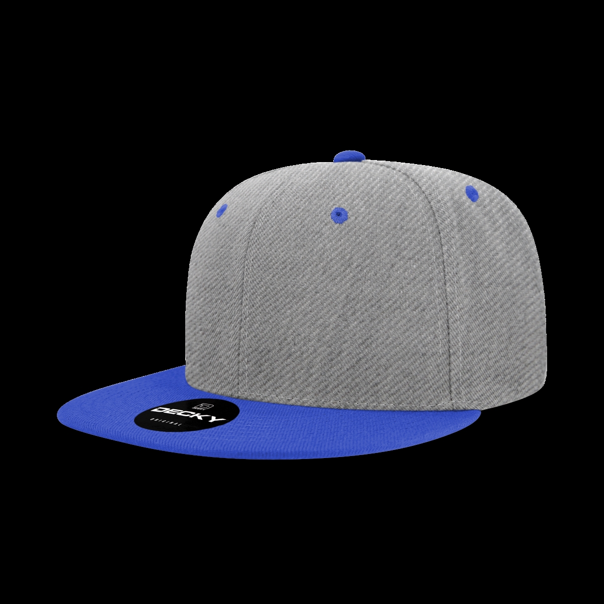 6020-2HGYRYL 6 Panel High Profile Structured Acrylic & Polyester Snapback Cap, HeatherGrey & Royal - One Size Fits Most