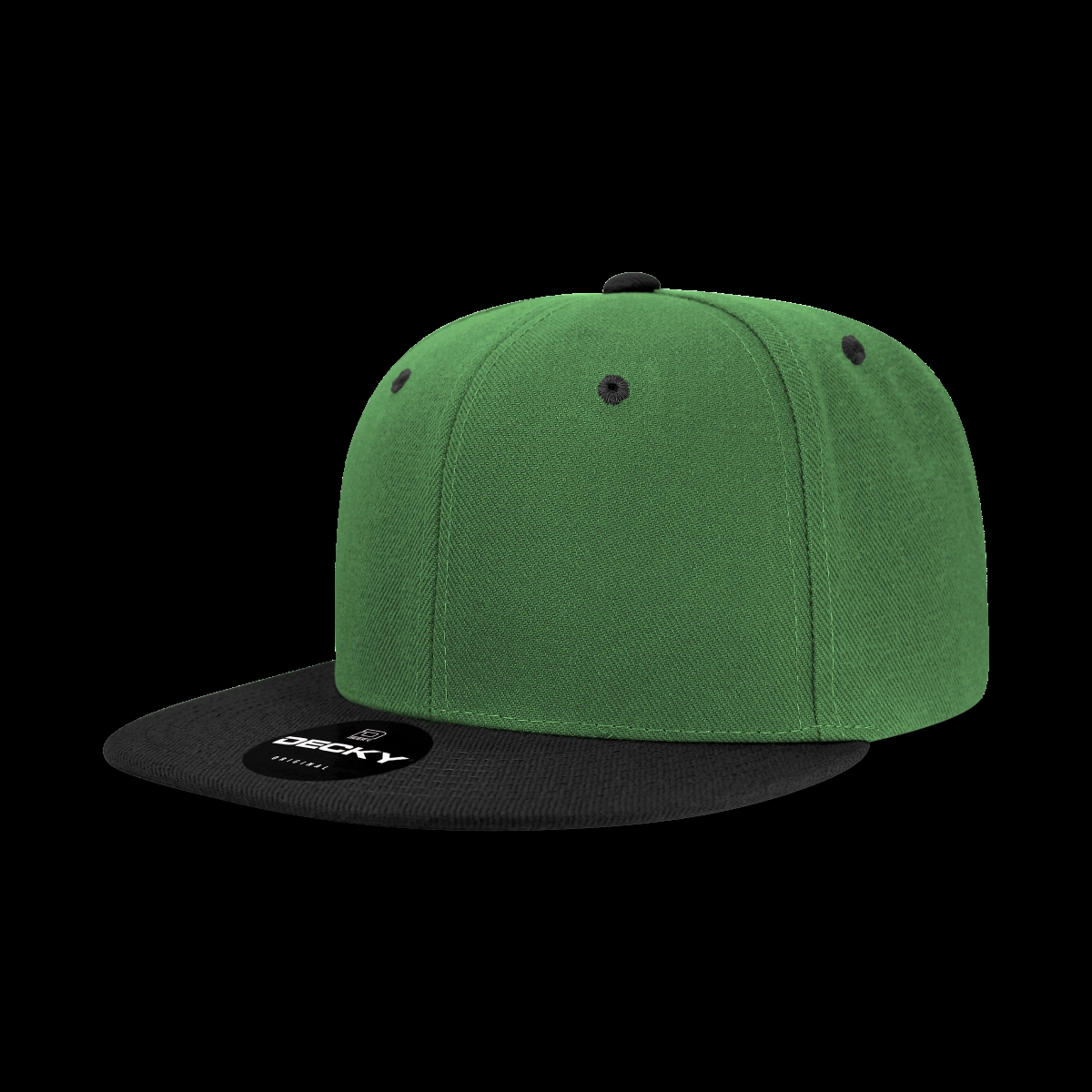 6020-2KELBLK 6 Panel High Profile Structured Acrylic & Polyester Snapback Cap, Kelly & Black - One Size Fits Most
