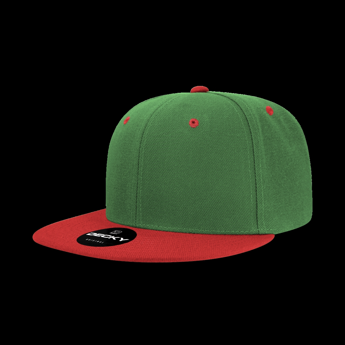 6020-2KELRED 6 Panel High Profile Structured Acrylic & Polyester Snapback Cap, Kelly & Red - One Size Fits Most
