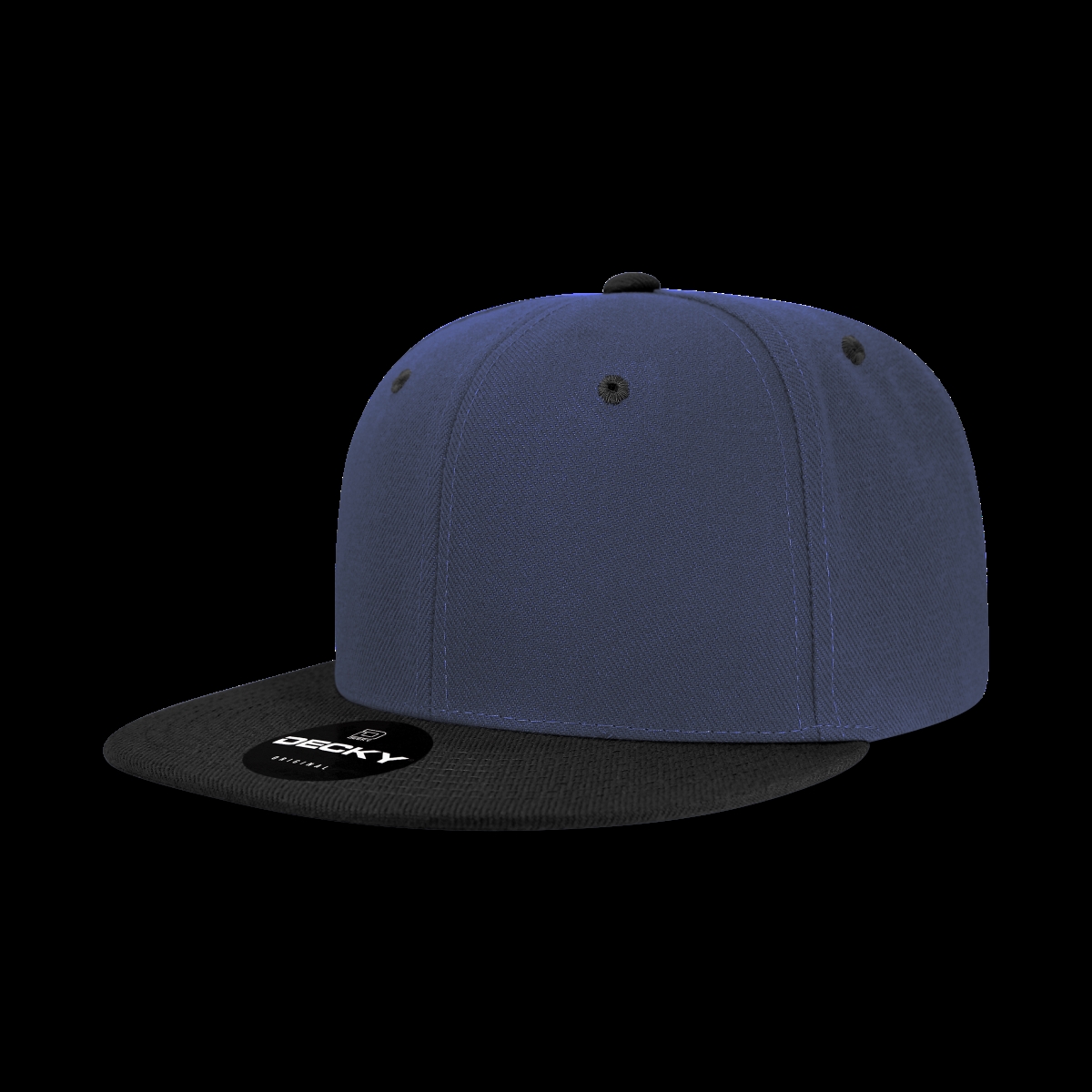 6020-2NVYBLK 6 Panel High Profile Structured Acrylic & Polyester Snapback Cap, Navy & Black - One Size Fits Most