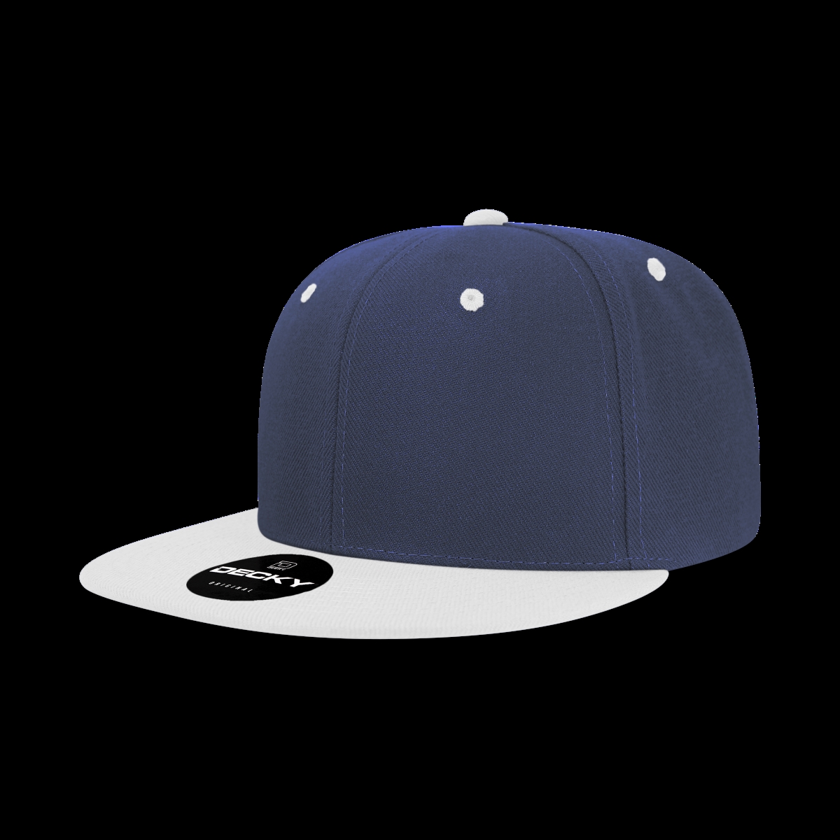 6020-2NVYWHT 6 Panel High Profile Structured Acrylic & Polyester Snapback Cap, Navy & White - One Size Fits Most