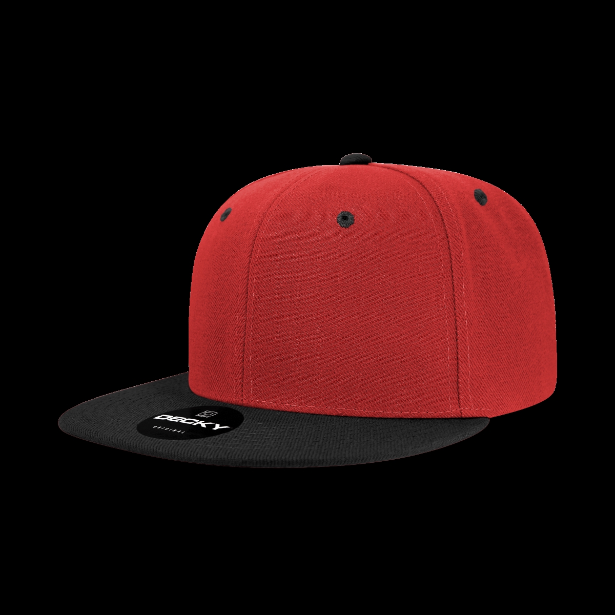 6020-2REDBLK 6 Panel High Profile Structured Acrylic & Polyester Snapback Cap, Red & Black - One Size Fits Most