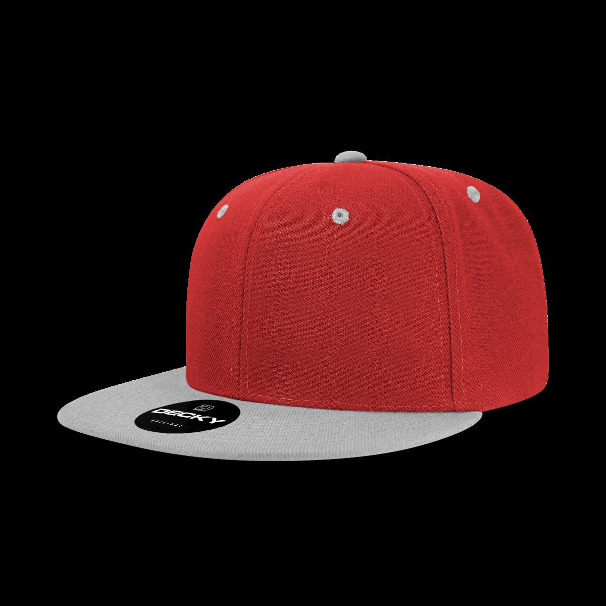 6020-2REDGRY 6 Panel High Profile Structured Acrylic & Polyester Snapback Cap, Red & Grey - One Size Fits Most