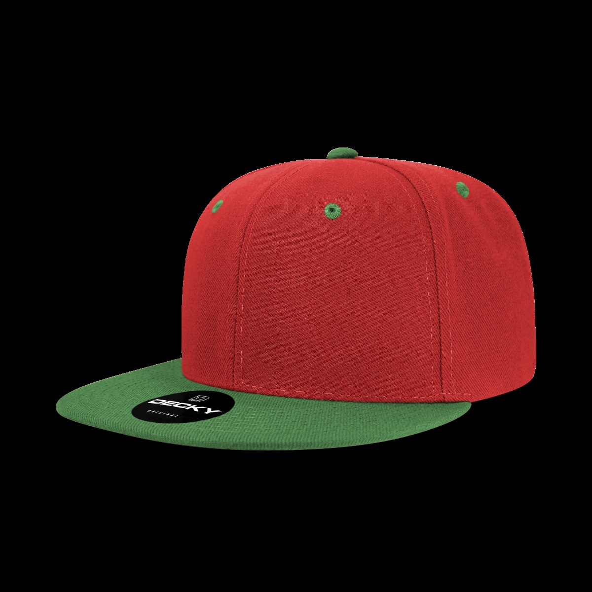 6020-2REDKEL 6 Panel High Profile Structured Acrylic & Polyester Snapback Cap, Red & Kelly - One Size Fits Most
