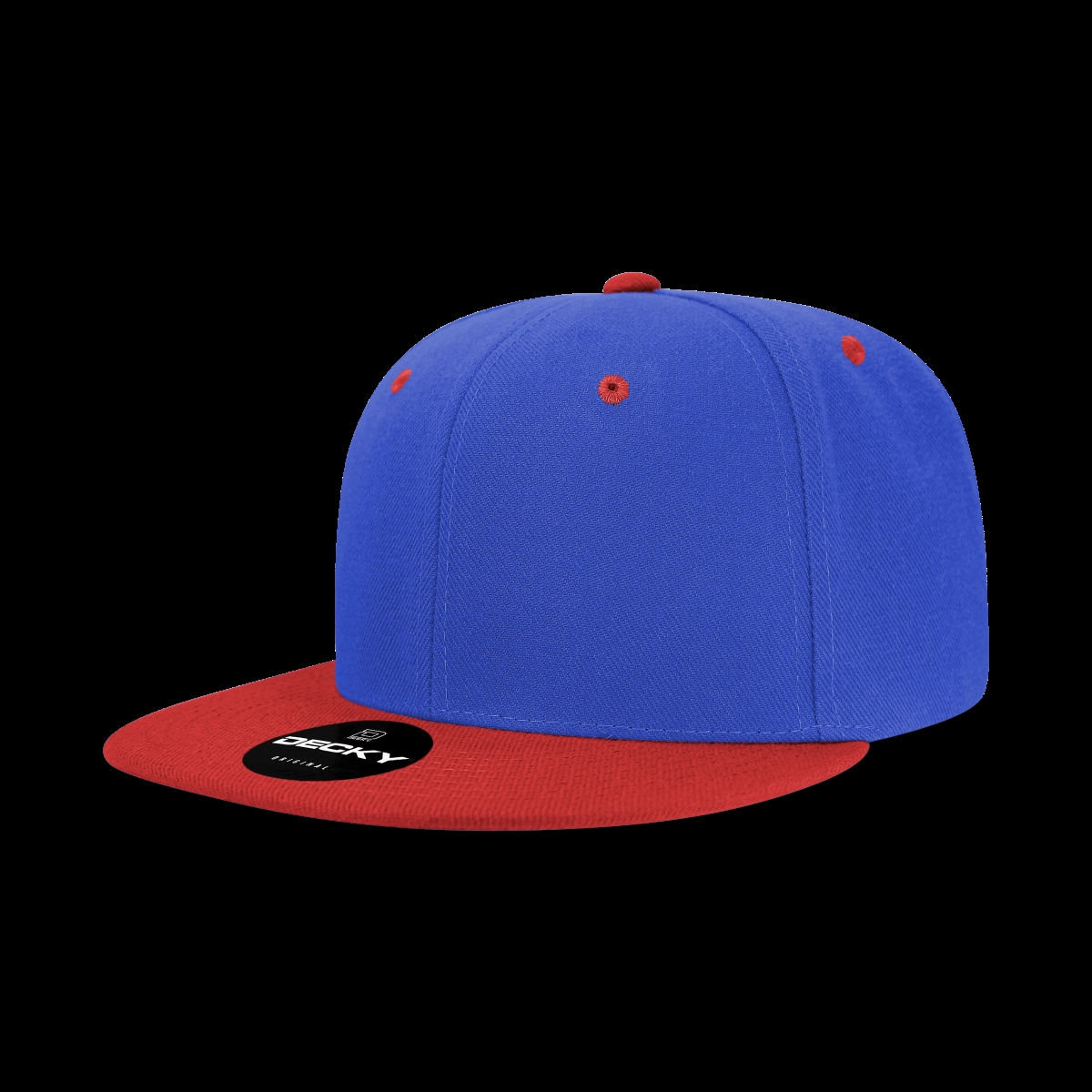 6020-2RYLRED 6 Panel High Profile Structured Acrylic & Polyester Snapback Cap, Royal & Red - One Size Fits Most