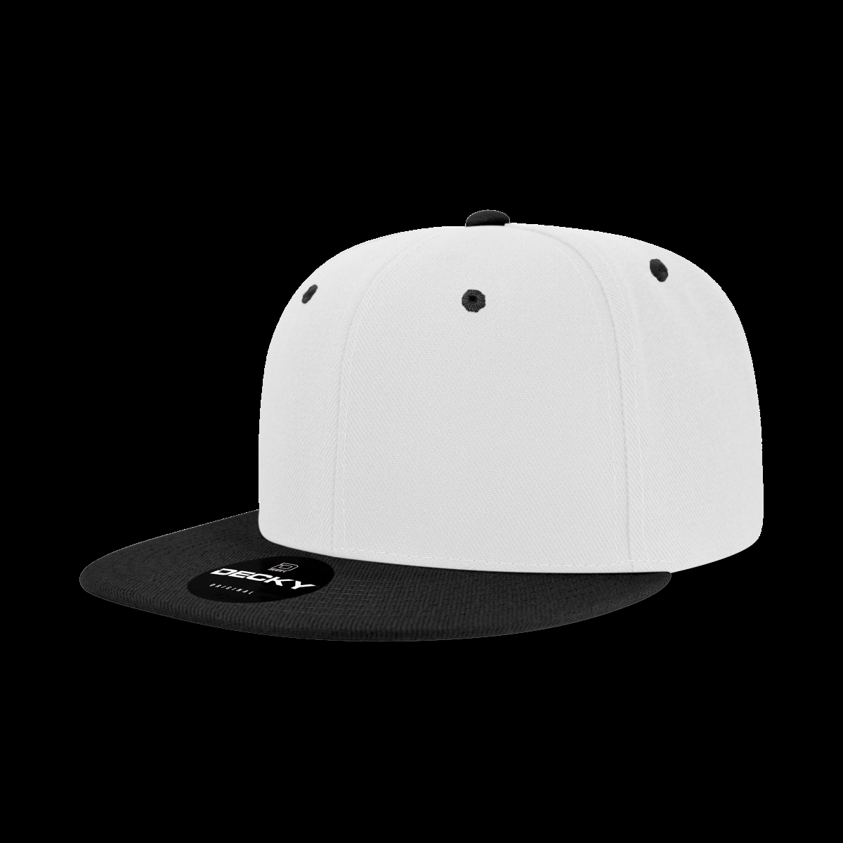6020-2WHTBLK 6 Panel High Profile Structured Acrylic & Polyester Snapback Cap, White & Black - One Size Fits Most