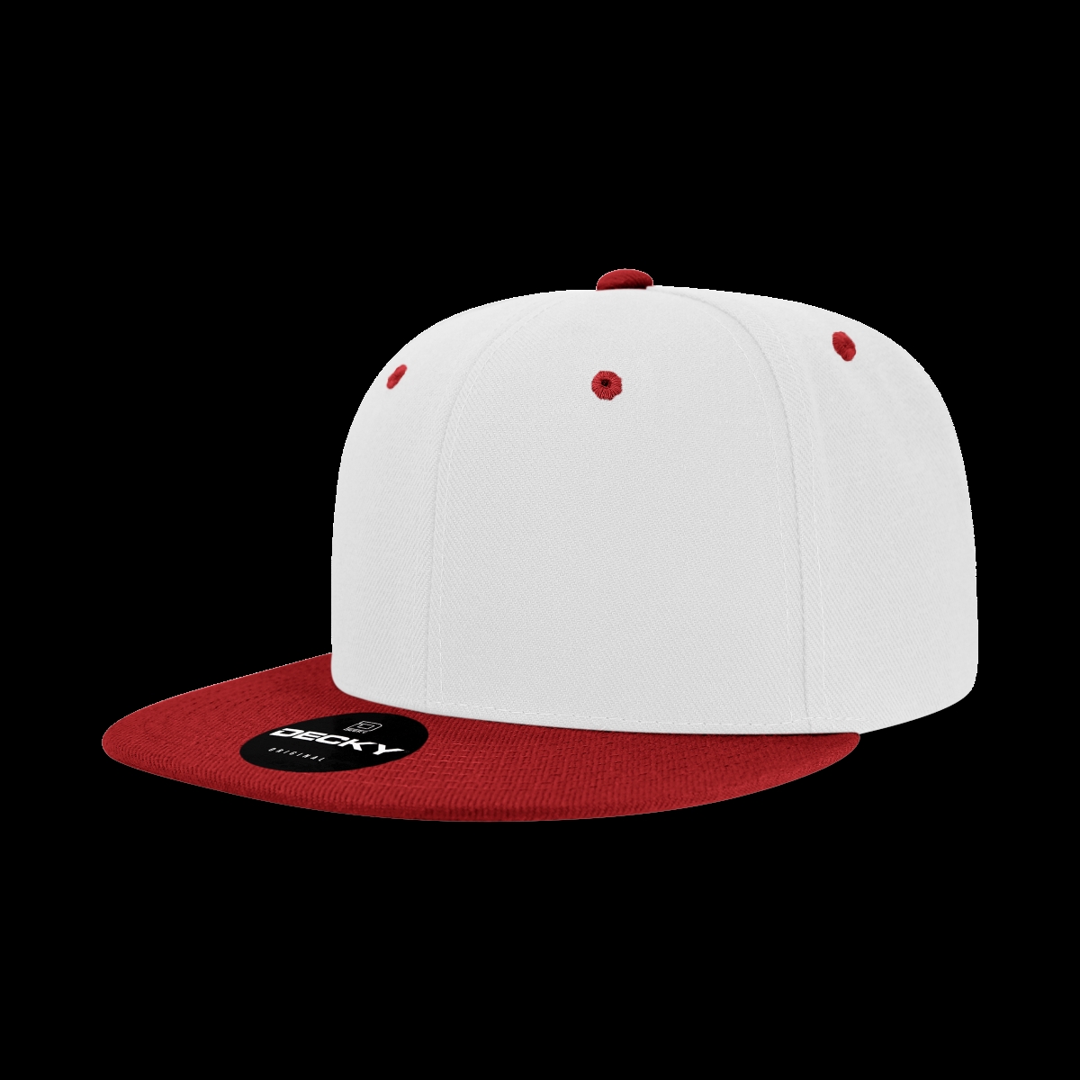 6020-2WHTCAR 6 Panel High Profile Structured Acrylic & Polyester Snapback Cap, White & Cardinal - One Size Fits Most